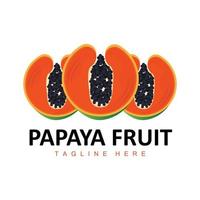 diseño de logotipo de papaya, vector de fruta de vitamina, icono de ilustración de marca de producto de fruta