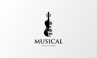 printviolin, tecla de piano, diseño de logotipo de instrumento musical vector