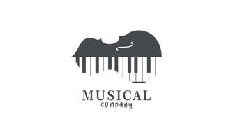 PrintViolin, piano key, musical instrument logo design vector