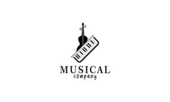 PrintViolin, piano key, musical instrument logo design vector