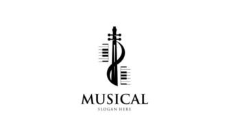 PrintViolin, piano key, musical instrument logo design vector