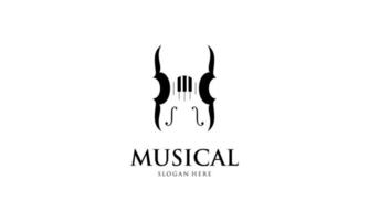 PrintViolin, piano key, musical instrument logo design vector