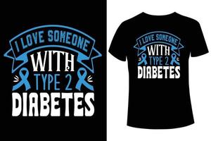 amo a alguien con plantilla de vector de diseño de camiseta de conciencia de diabetes tipo 2