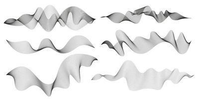 Wavy abstract stripes. Curved line vector elements for music design. Digital sound equalizer.