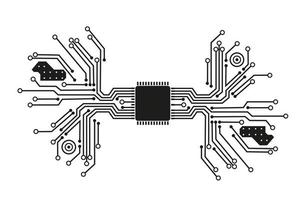 Circuit board electronic tree shape. Electronic vector elements for cyber design.