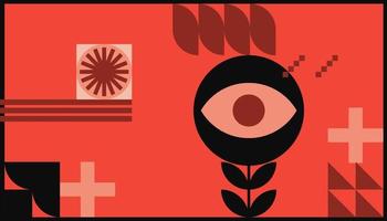 Bauhaus geometric design with eyes elements vector