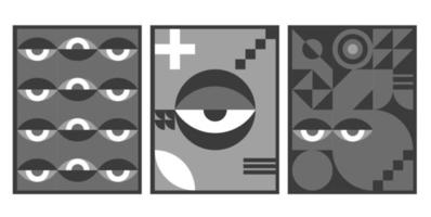 Bauhaus geometric design with eyes elements vector