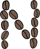 doodle freehand sketch drawing of coffee bean alphabet. png