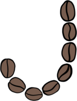 doodle croquis à main levée dessin de l'alphabet de grains de café. png