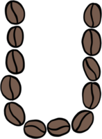 doodle freehand sketch drawing of coffee bean alphabet. png