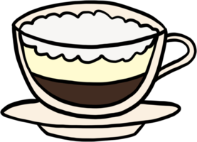 doodle croquis à main levée dessin de tasse à café. png