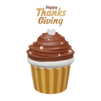 ilustración 3d de cupcake de acción de gracias png