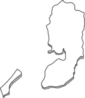 mão desenhada do mapa 3d do estado da palestina png