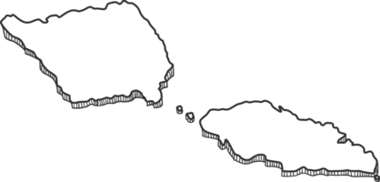 mano disegnato di samoa 3d carta geografica png