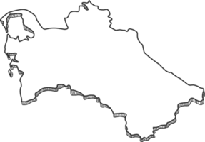 dibujado a mano del mapa 3d de turkmenistán png