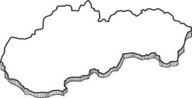 mão desenhada do mapa 3d da eslováquia png
