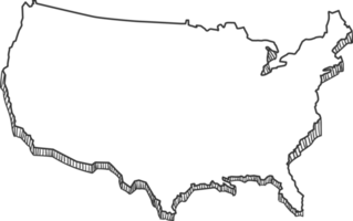 main dessinée de la carte 3d des états-unis png