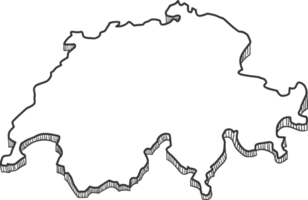 Hand Drawn of Switzerland 3D Map png