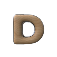 3D letter D wooden style png