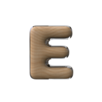 3D letter E wooden style png