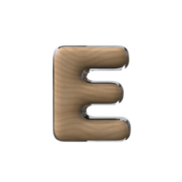 3d lettre e style en bois png