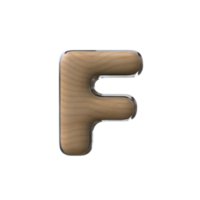 3D letter F wooden style png