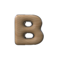3D letter B wooden style png