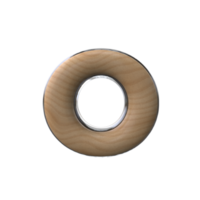 3D letter O wooden style png