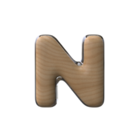 3d lettre n style en bois png