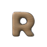 3d lettre r style en bois png