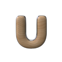 3D letter U wooden style png