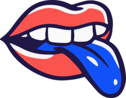 conception d'illustration de bouche à la mode. élément de design rétro des années 80 png