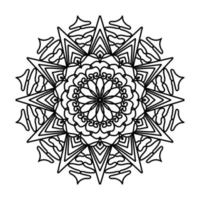 mandala negro, fondo de diseño de mandala ornamental de lujo, diseño de mandala, diseño de papel tapiz de arte de libro de colores de patrón de mandala, patrón de mosaico, tarjeta de saludo, mandala en blanco y negro vector