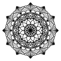 mandala negro, fondo de diseño de mandala ornamental de lujo, diseño de mandala, diseño de papel tapiz de arte de libro de colores de patrón de mandala, patrón de mosaico, tarjeta de saludo, mandala en blanco y negro vector