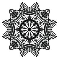 mandala negro, fondo de diseño de mandala ornamental de lujo, diseño de mandala, diseño de papel tapiz de arte de libro de colores de patrón de mandala, patrón de mosaico, tarjeta de saludo, mandala en blanco y negro vector