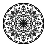 mandala negro, fondo de diseño de mandala ornamental de lujo, diseño de mandala, diseño de papel tapiz de arte de libro de colores de patrón de mandala, patrón de mosaico, tarjeta de saludo, mandala en blanco y negro vector