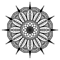 mandala negro, fondo de diseño de mandala ornamental de lujo, diseño de mandala, diseño de papel tapiz de arte de libro de colores de patrón de mandala, patrón de mosaico, tarjeta de saludo, mandala en blanco y negro vector