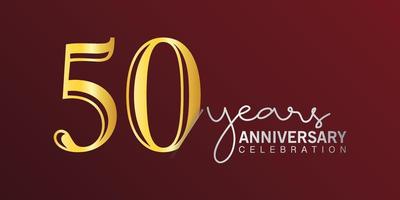 50th anniversary celebration logotype number gold color with red color background. vector anniversary for celebration, invitation card, and greeting card