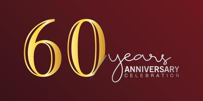 60th anniversary celebration logotype number gold color with red color background. vector anniversary for celebration, invitation card, and greeting card