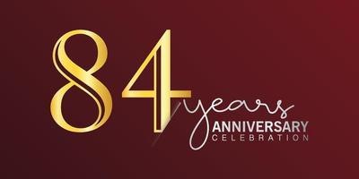 84th anniversary celebration logotype number gold color with red color background. vector anniversary for celebration, invitation card, and greeting card