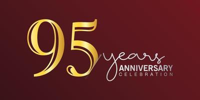 95th anniversary celebration logotype number gold color with red color background. vector anniversary for celebration, invitation card, and greeting card