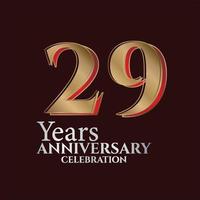 29th Years Anniversary Logo Gold and red Colour isolated on elegant background, vector design for greeting card and invitation card