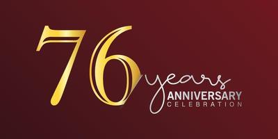 76th anniversary celebration logotype number gold color with red color background. vector anniversary for celebration, invitation card, and greeting card