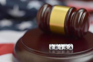Justice mallet and ERISA acronym. Employee retirement income security act photo
