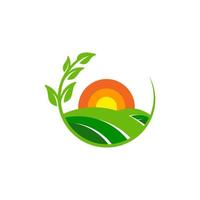sol granja logo vector icono diseño ilustración