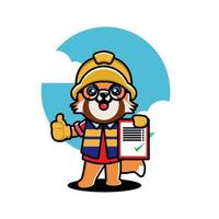 Cute red panda construction worker cartoon vector