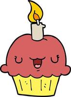 cupcake de dibujos animados de carácter garabato vector