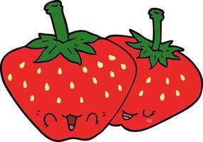 doodle character cartoon strawberries vector