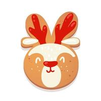 Christmas gingerbread cookie.Biscuit character figure. Vector illustration for new year design.