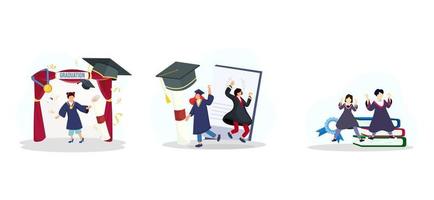 Graduation Awarding Flat Bundle Design vector